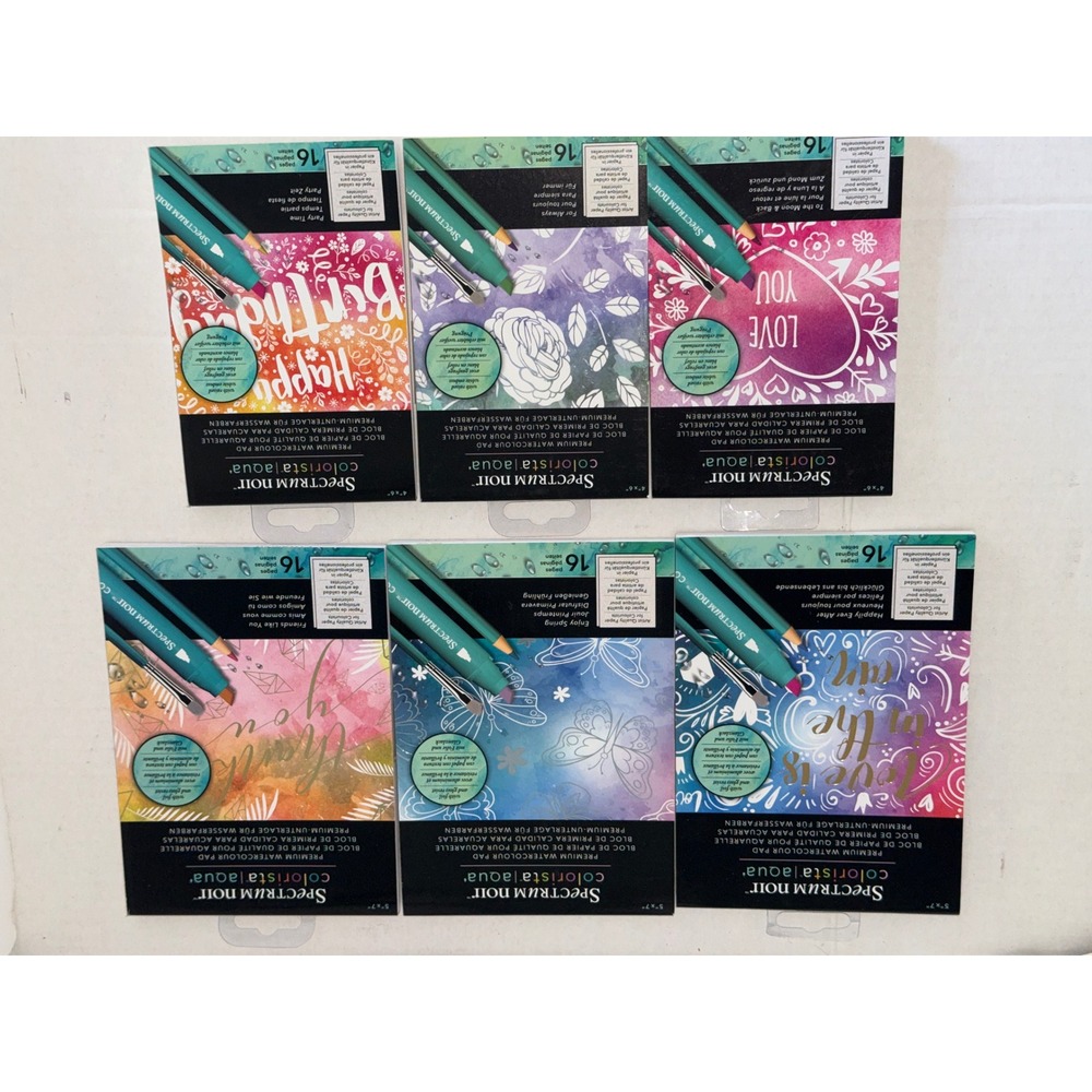 Spectrum Noir Colorista Aqua Premium Watercolour Pad Set of 6 Mixed Sizes